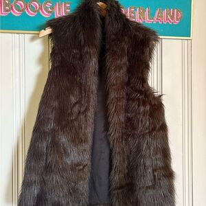 Club Monaco Faux Fur Vest in Dark Brown